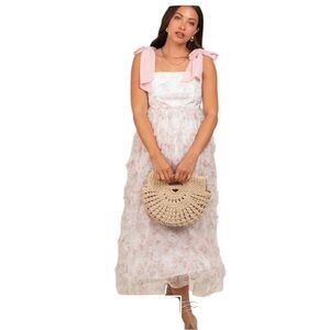 The Delfina Ribbon Dress in a Soft Petal Pink Floral Maternity Occasion Dress 3X